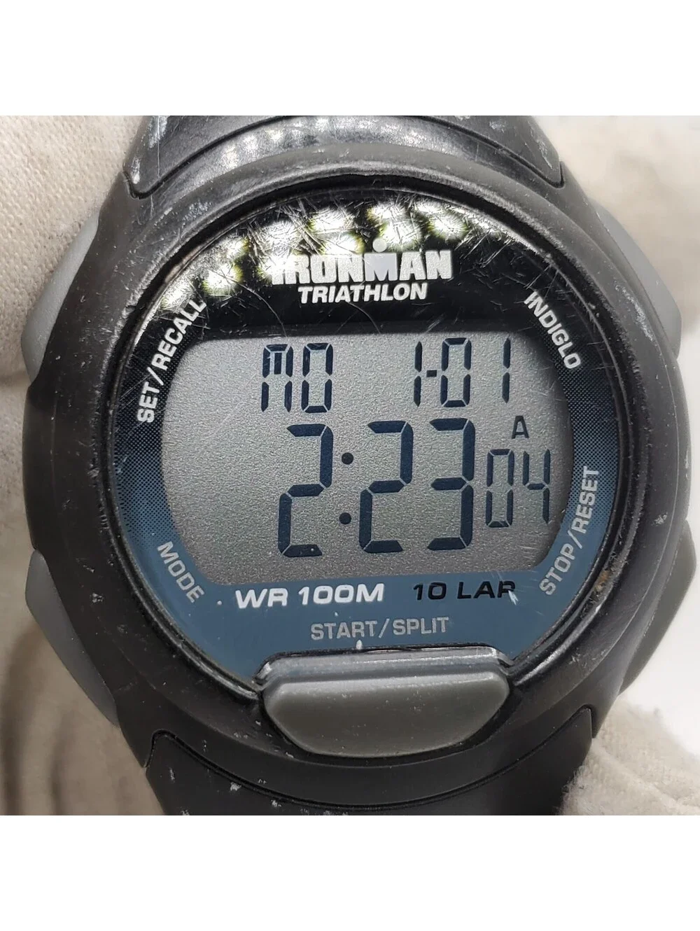 Timex Triathlon 10-lap Mens Watch 40mm Black/Gray New Battery